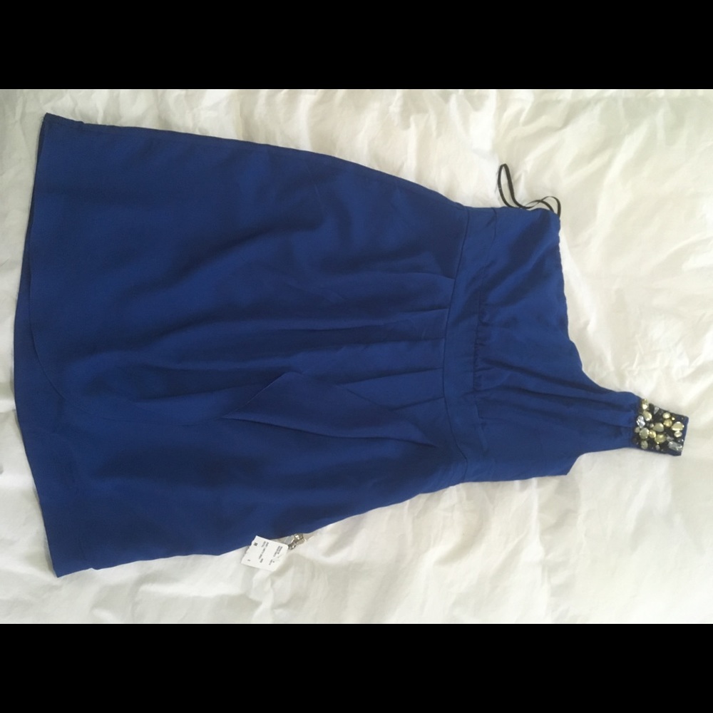 Blue one shoulder forever21 dress with rhinestones